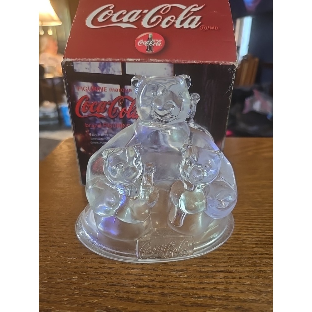 Vintage Coca Cola Polar Bear‎ Clear Glass Figurine France 24% Lead Crystal 1999